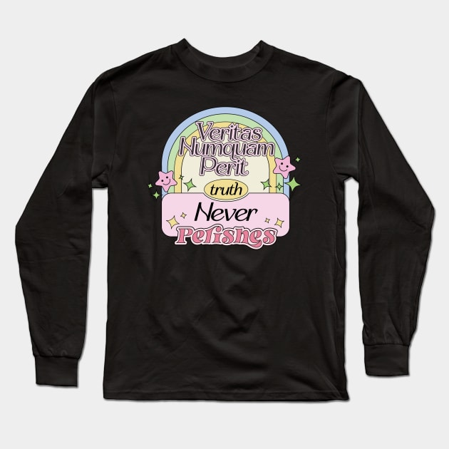 Truth Never Perishes in Latin Phrase Veritas Numquam Perit Long Sleeve T-Shirt by Mochabonk